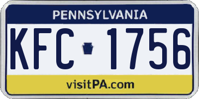 PA license plate KFC1756