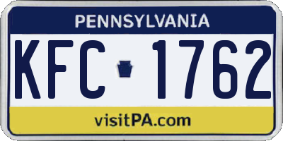 PA license plate KFC1762