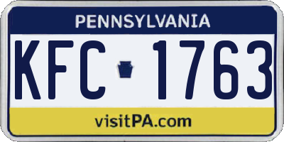 PA license plate KFC1763