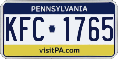 PA license plate KFC1765