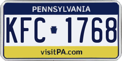 PA license plate KFC1768
