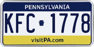 PA license plate KFC1778