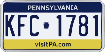 PA license plate KFC1781
