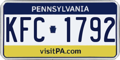 PA license plate KFC1792