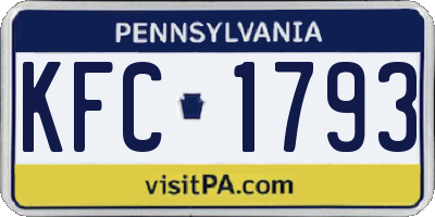 PA license plate KFC1793
