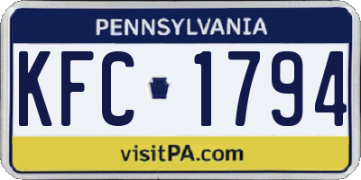PA license plate KFC1794