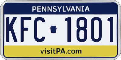PA license plate KFC1801
