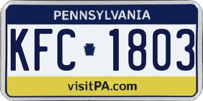 PA license plate KFC1803