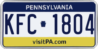 PA license plate KFC1804