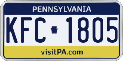 PA license plate KFC1805
