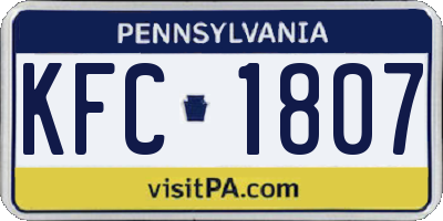 PA license plate KFC1807