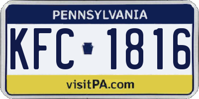 PA license plate KFC1816