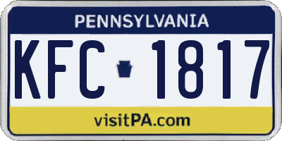 PA license plate KFC1817