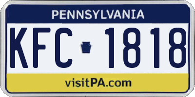 PA license plate KFC1818