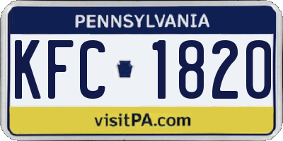 PA license plate KFC1820