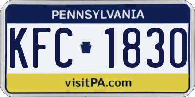 PA license plate KFC1830