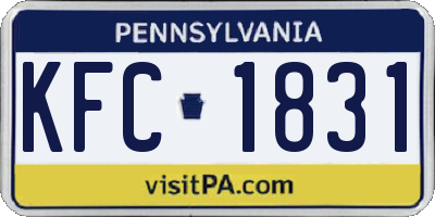 PA license plate KFC1831