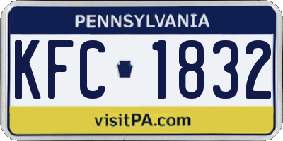 PA license plate KFC1832