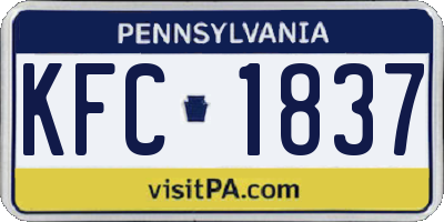 PA license plate KFC1837