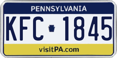 PA license plate KFC1845