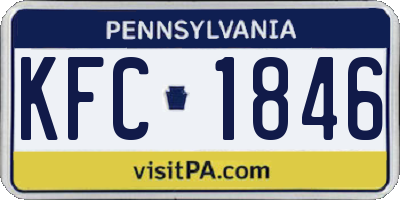 PA license plate KFC1846