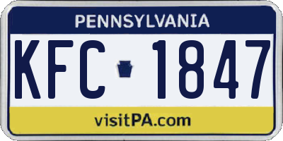 PA license plate KFC1847
