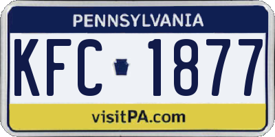 PA license plate KFC1877