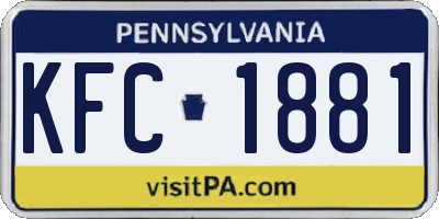 PA license plate KFC1881