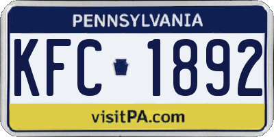 PA license plate KFC1892