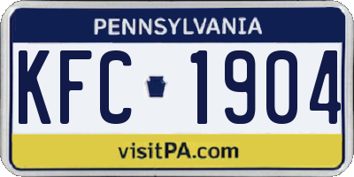 PA license plate KFC1904