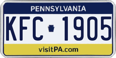 PA license plate KFC1905