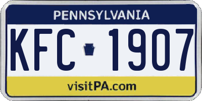 PA license plate KFC1907