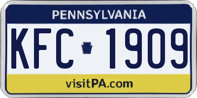 PA license plate KFC1909