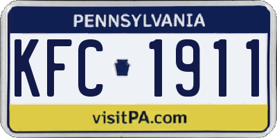 PA license plate KFC1911