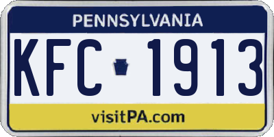 PA license plate KFC1913