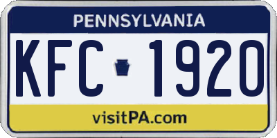 PA license plate KFC1920