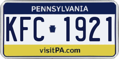 PA license plate KFC1921