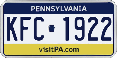PA license plate KFC1922