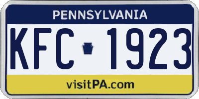 PA license plate KFC1923