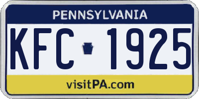 PA license plate KFC1925