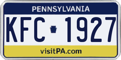 PA license plate KFC1927
