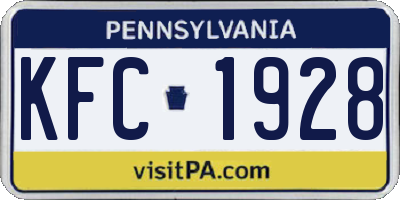 PA license plate KFC1928