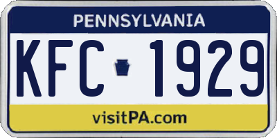 PA license plate KFC1929