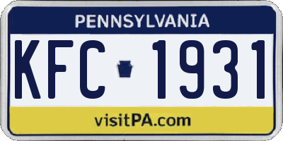 PA license plate KFC1931