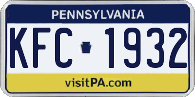 PA license plate KFC1932