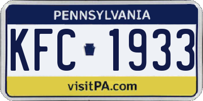 PA license plate KFC1933