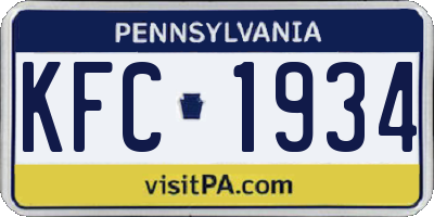 PA license plate KFC1934