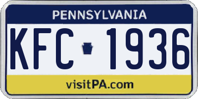 PA license plate KFC1936