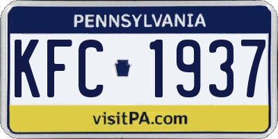 PA license plate KFC1937