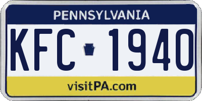 PA license plate KFC1940
